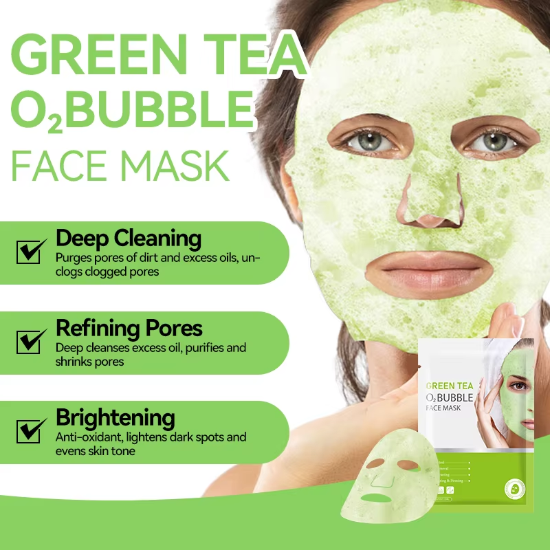 Wholesale Skincare O2 Bubble Facial Mask Q10 Turmeric Vegan Purifying Natural Bubble Mask with Green Tea 782