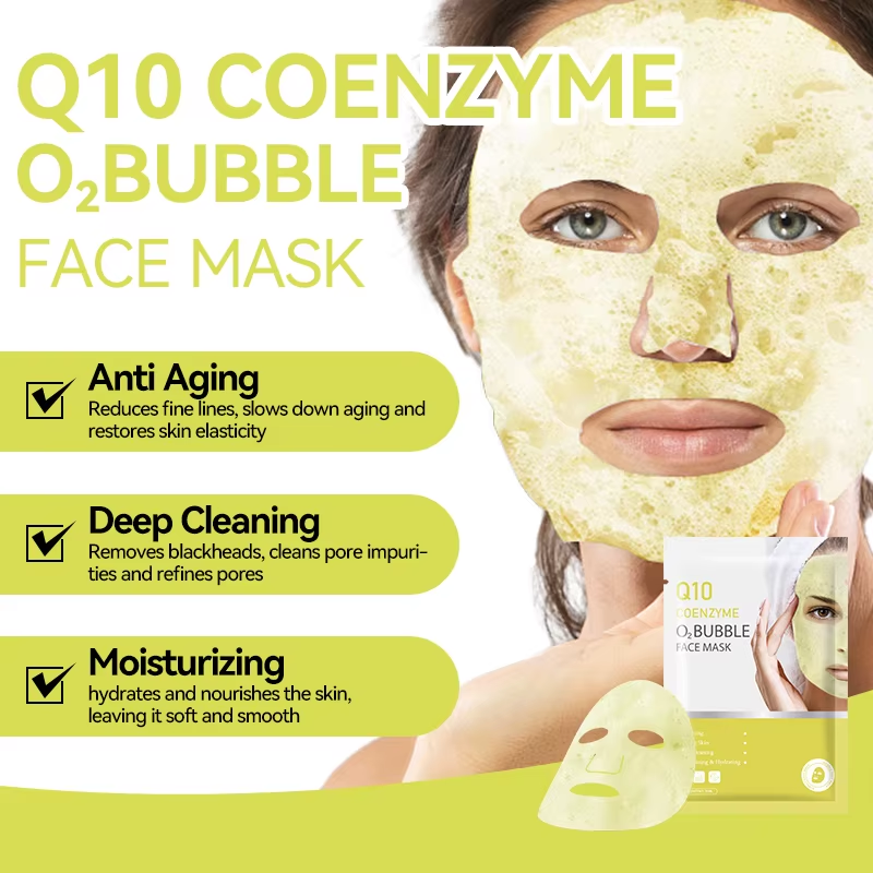 Wholesale Skincare O2 Bubble Facial Mask Q10 Turmeric Vegan Purifying Natural Bubble Mask with Green Tea 782