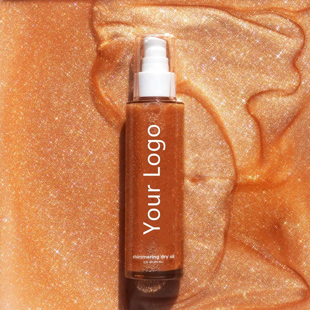 Hot sales Shimmer Oil Bronze Glitter Shine Tanning Body oil Organic Shimmering Glow Dry Oil 916