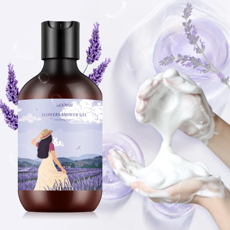 OEM private label organic lavender oil shower gel smoothing reviving calming body wash 1013