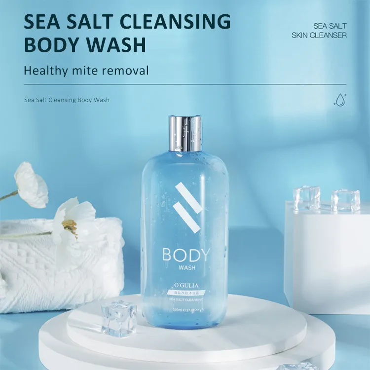 organic sea salt cleansing body wash 500ml exfoliating cleansing moisturizing anti-mite body care shower gel 1019