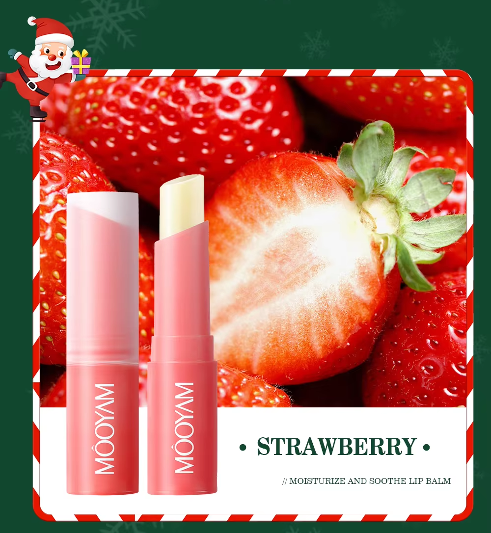 OEM Lip Balm Moisturizing Anti-cracking Cosmetics Natural Christmas Strawberry Nourishing Repairing Lip Balm