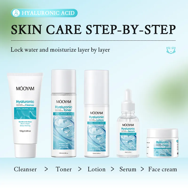 Hot Selling Private Label Nourishing Hyaluronic Acid Moisturizing And Whitening Face Set 1146