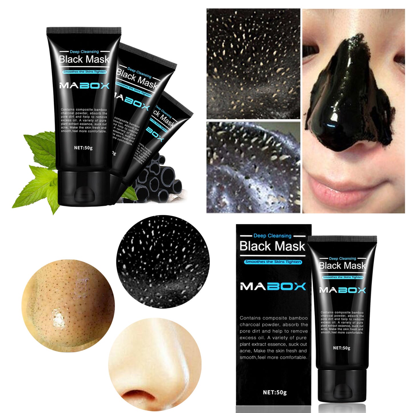 OEM & ODM Customized Bamboo Charcoal, Deep Sea Mud Peel-Off Mask, Nose Patch, Remove Blackheads Deep Cleansing Face Mask 300