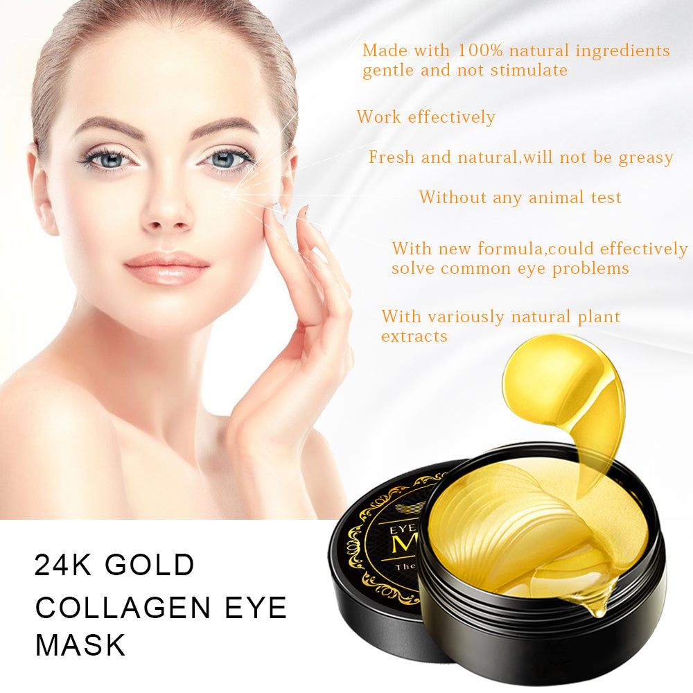 Private Label 60 Pcs 24K Gold Eye Patches, Eye Mask, Anti-aging Collagen Hyaluronic Acid 216