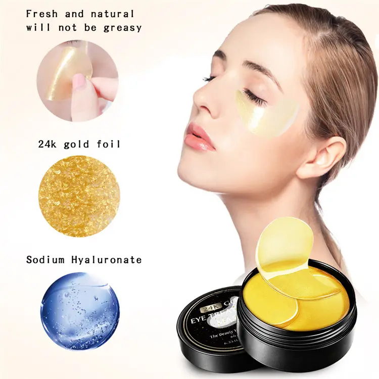 OEM 24K Gold Under Eye Patches 60 Pcs Eye Mask Pure Gold Anti-aging Collagen Hyaluronic Acid 007