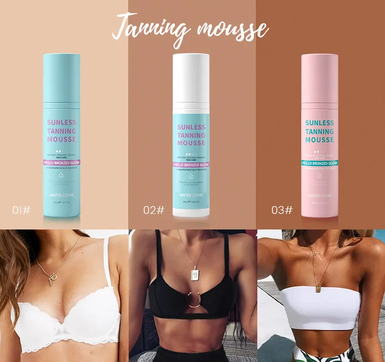 OEM Sunless Tanning Lotion, Natural Bronzer Body Lotion, Tanning Mousse with Private Label 031
