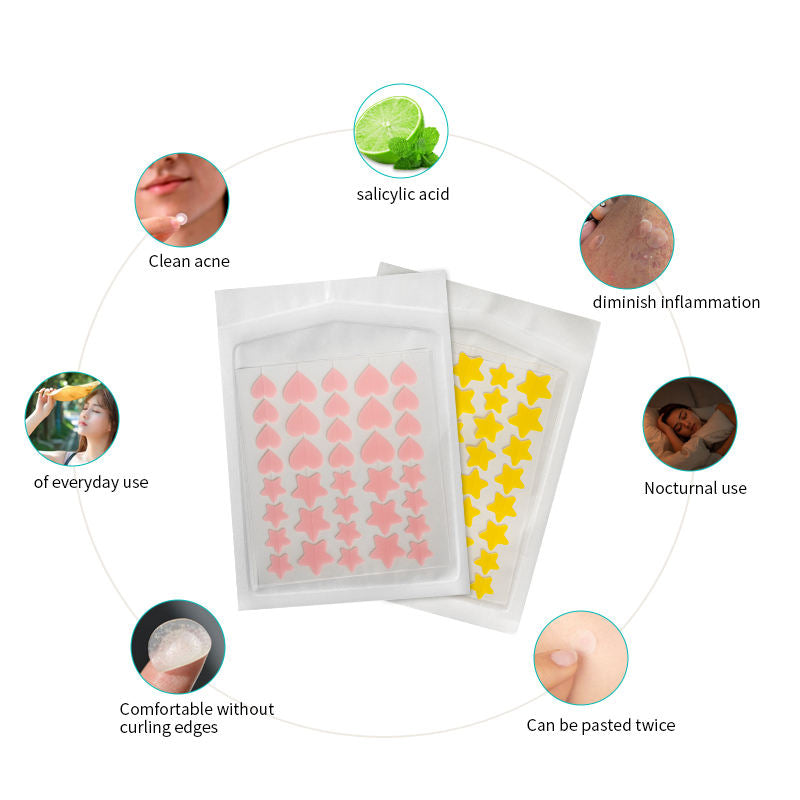 Hydrocolloid Invisible Pimple Treatment Acne Patch Holographic Star&Heart-Shaped Aloe Vera Anti-Aging Cute Effective