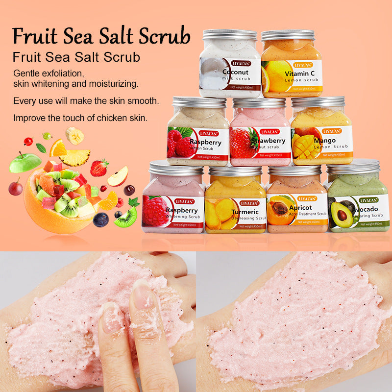 OEM & ODM Raspberry Lemon Bath Salt Scrub, Deep Cleansing, Exfoliation, Fruit Body Scrub 115