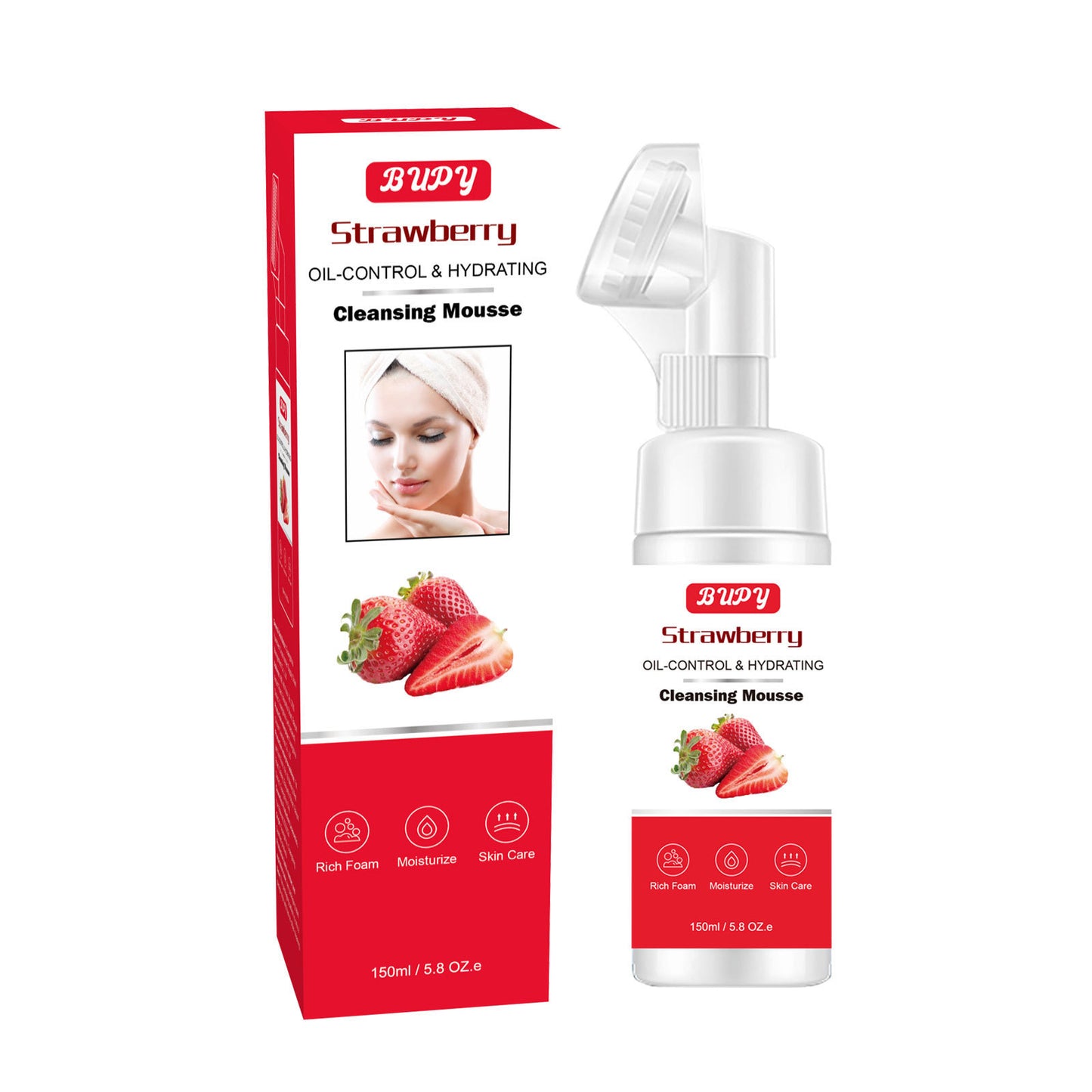 Customized Strawberry Cleansing Mousse, Sensitive Skin, Wholesale Delicate Foam, Deep Cleaning Face Cleanser 323