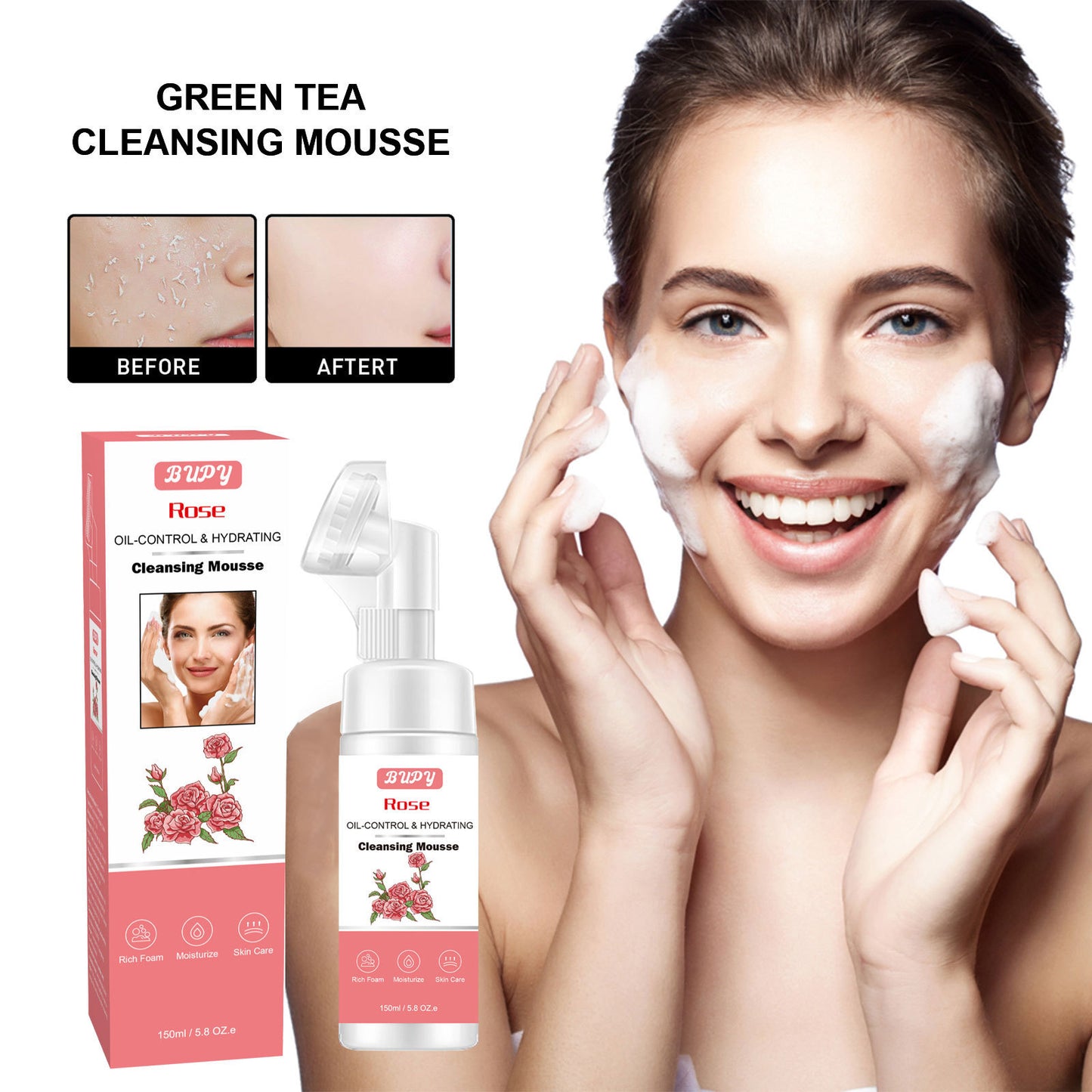 OEM & ODM Wholesale Rose Cleansing Mousse, Refreshing Oil Control, Cleansing and Makeup Removal, Moisturizing Face Cleanser 324