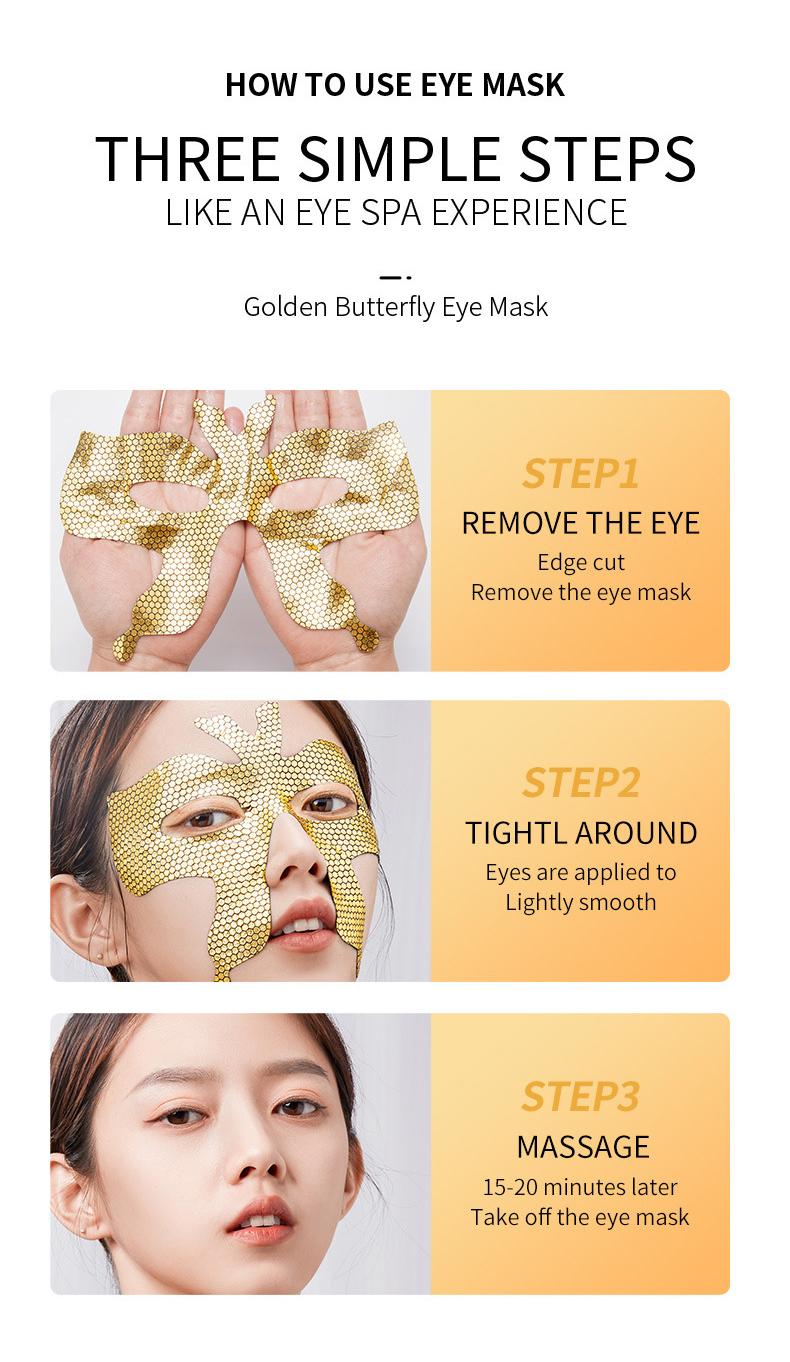 OEM Customized Golden Moisturizing Butterfly Eye Mask, Honeycomb Gold Film Smooth and Firming Skin Mask 523