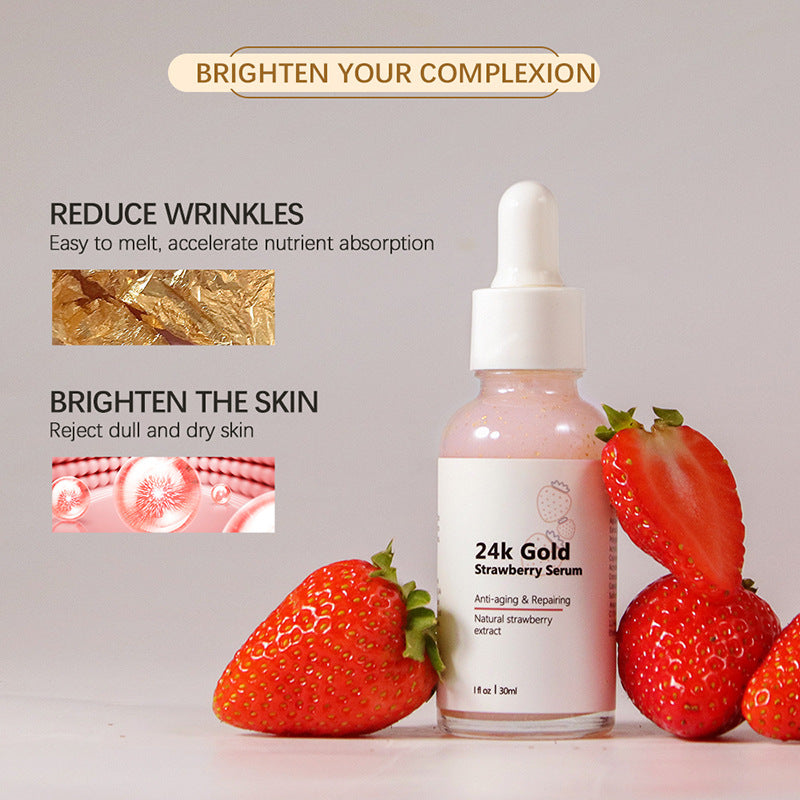 OEM Wholesale 24K Gold Strawberry Essence, Brightening Dullness, Moisturizing, Whitening Facial Serum 149