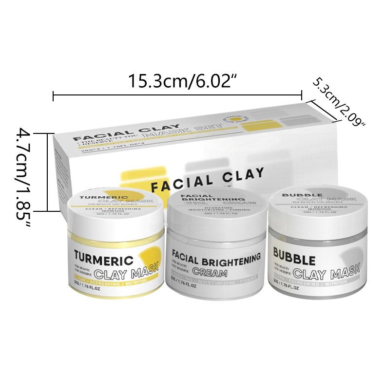 OEM & ODM New Three-Color Mud Mask Set, Hydrating Mask, Brightening Skin Tone Facial Clay Mask Gift Box 027