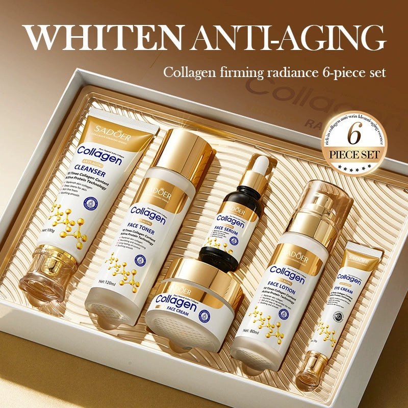 Collagen Firm Anti-Wrinkle Repair Skin Anti-aging Cleanser, Face Toner, Lotion, Cream and Eyes Cream Set of 6