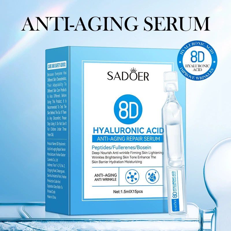 5 Boxes of 8D Hyaluronic Acid Anti-Aging Repair Serum, Deep Nourish Anti Wrinkle Firming Skin Facial Serums