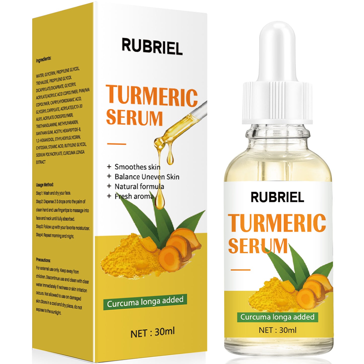 Wholesale Private Label Customized Turmeric Essence, Improve Dullness, Repair Skin, Ginger Serum Essential Oil 360