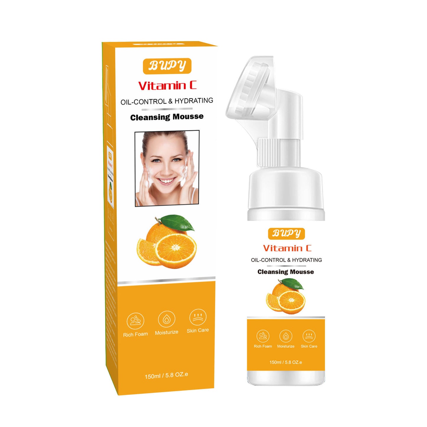 Customized Sweet Orange Vitamin C Facial Cleansing Mousse, Moisturizing, Cleansing and Makeup Removal 2-in-1, Amino Acid Facial Cleansing Mousse 328