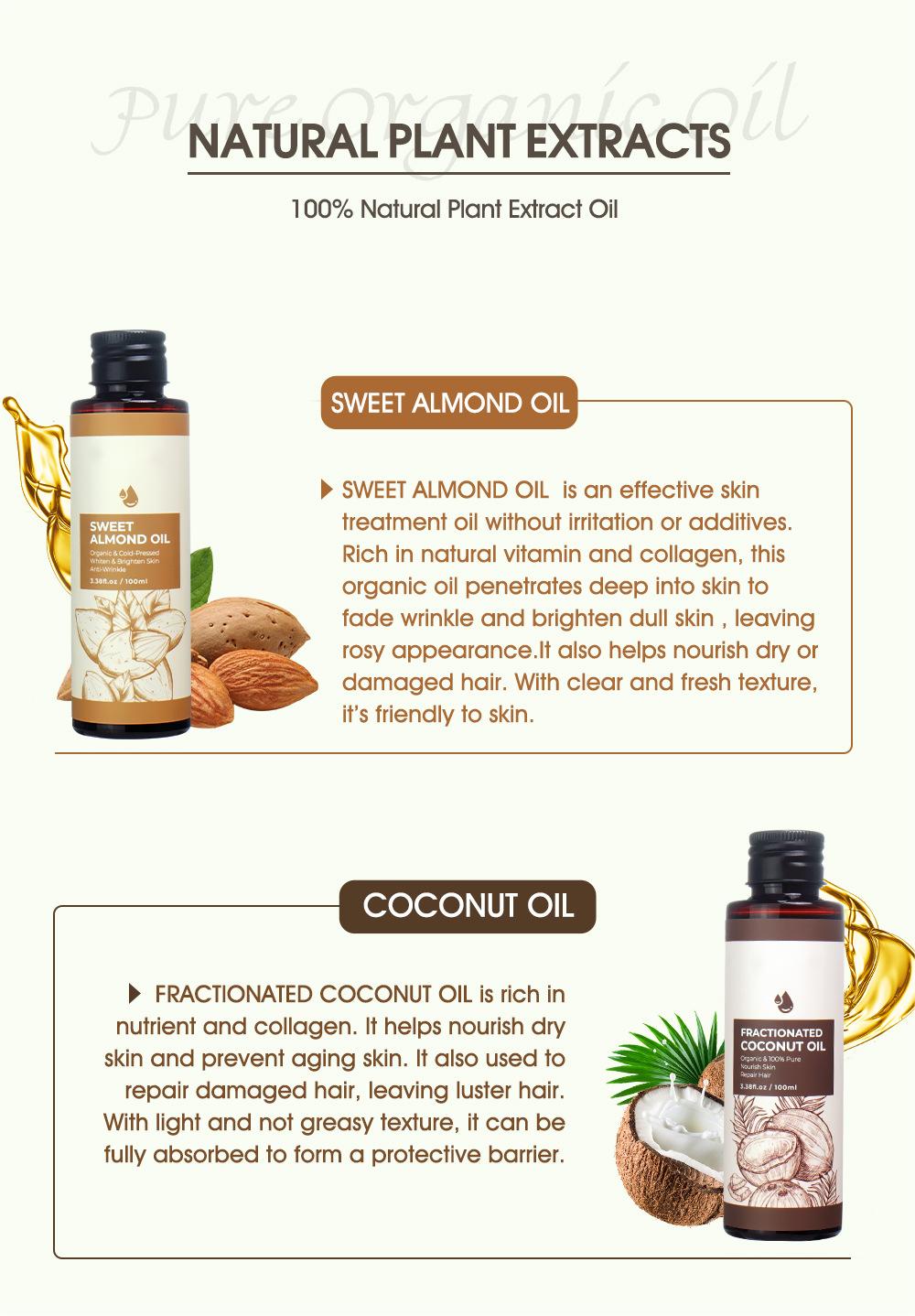 Private Label Customized 100ML Pure Coconut Oil, Nourishing Skin, Repair Hair, Natural Organic Basic Oil 217