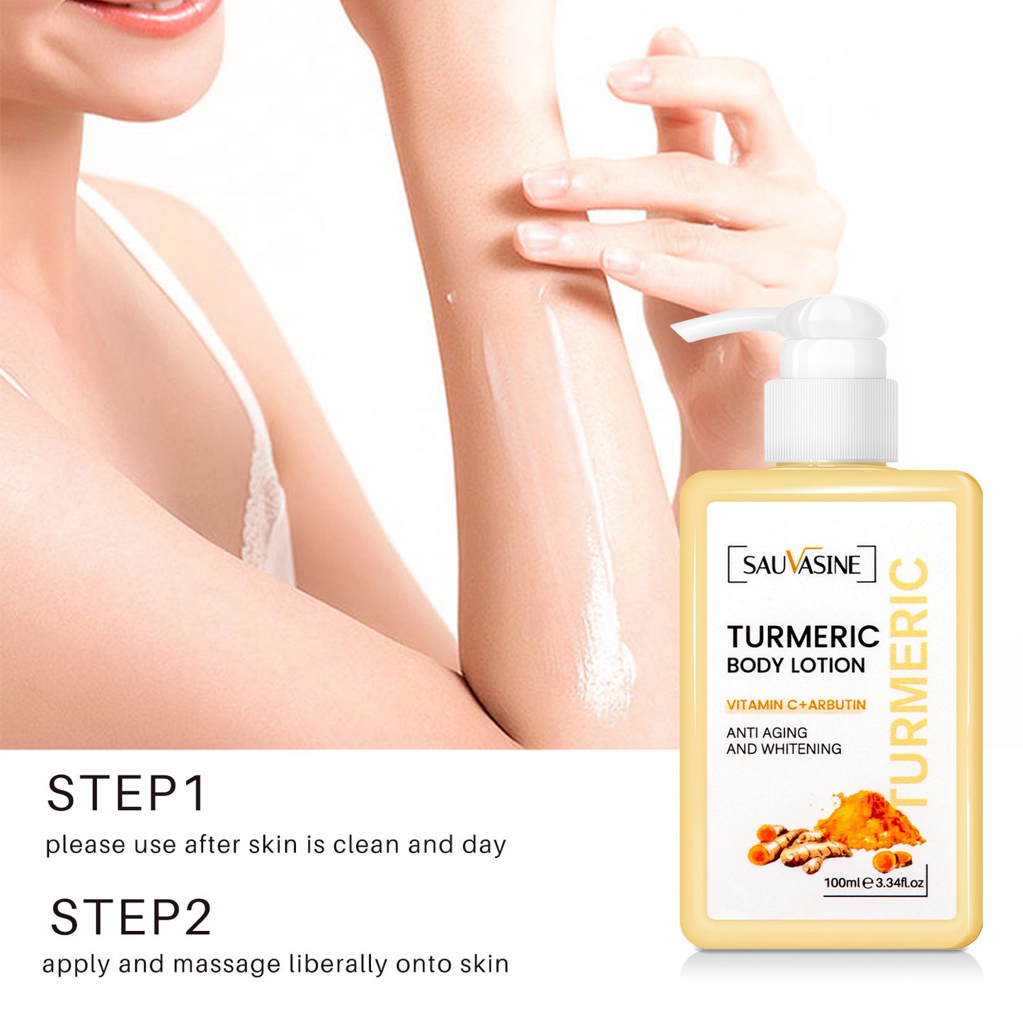 Wholesale Turmeric Body Milk, Back Acne Treament, Whitening and Brightening Skin, Mild and Non irritating Body Lotion 370