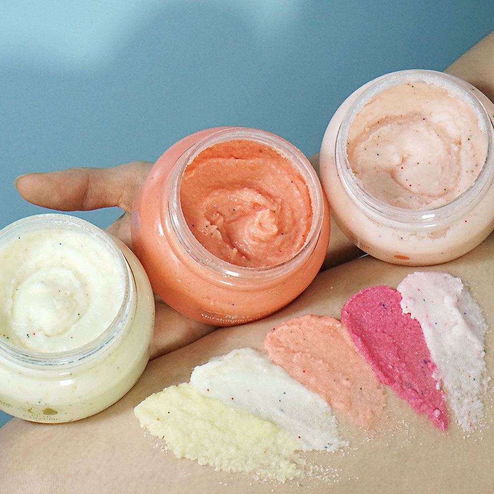 OEM Banana Strawberry Marshmallow Fruit Scrub, Softening Cuticles, Body Massage, Cleansing Bath Salt Scrub 124