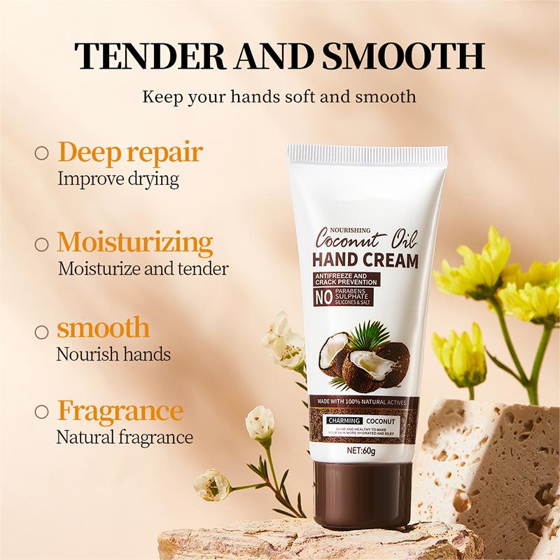 Wholesale Customized 60g Coconut Oil Anti Freeze and Crack Prevention Hand Cream Factory 456