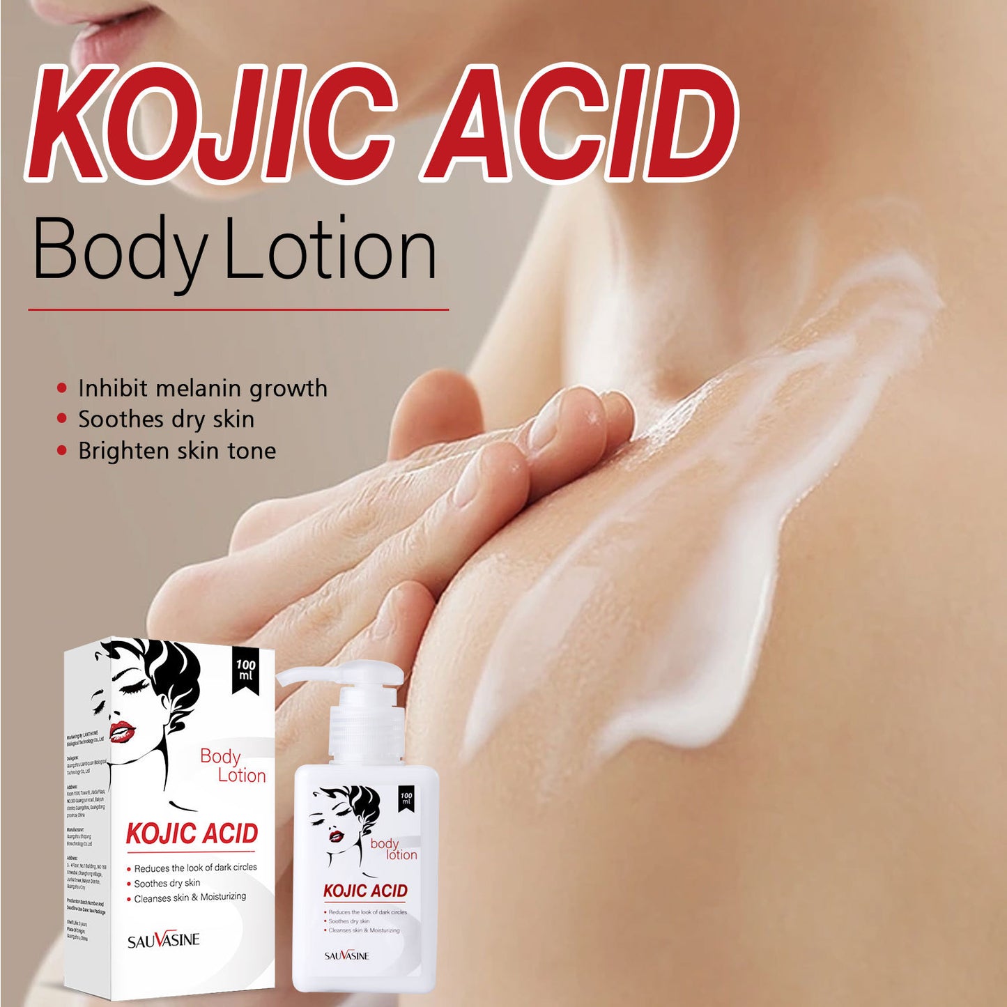 OEM Wholesale Kojic Acid Body Lotion, Moisturizing and Exfoliating, Private Label Body Cream 371