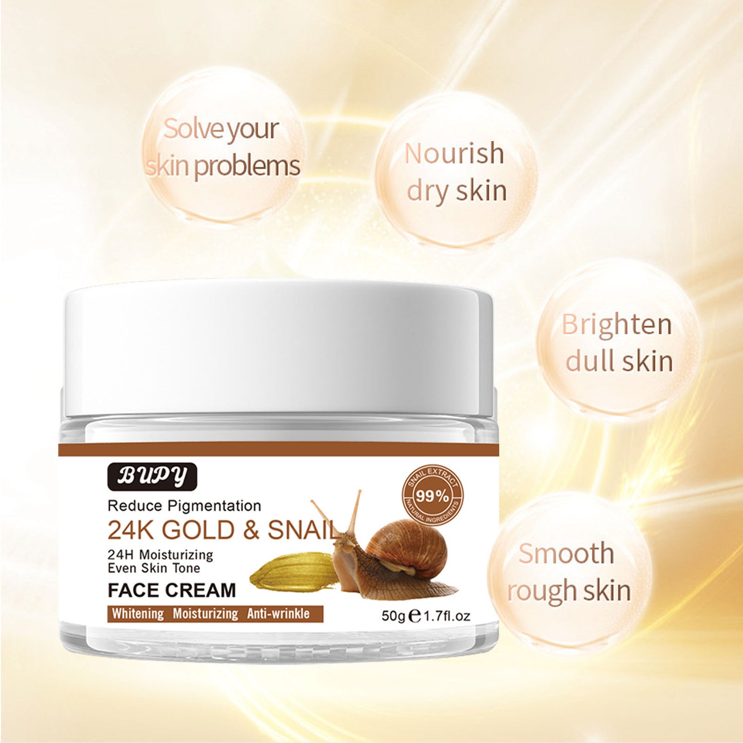 Wholesale Customized Golden Snail Face Cream, UV Resistant, Refreshing, Moisturizing Essence Cream Supplier 318