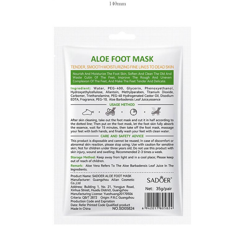 Wholesale Aloe Foot Mask, Exfoliating, Deeply Moisturizing, Tender and Whitening Foot Skin 464