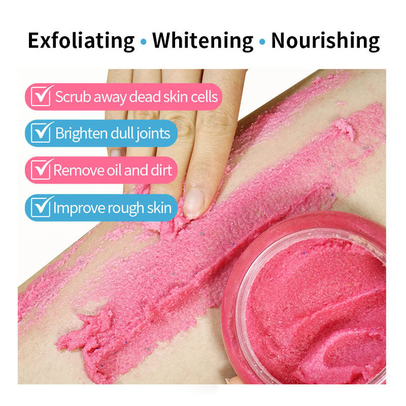 Wholesale Custom Peach Marshmallow Fruit Scrub, Softening Cuticles, Body Massage, Cleansing Bath Salt Scrub 125