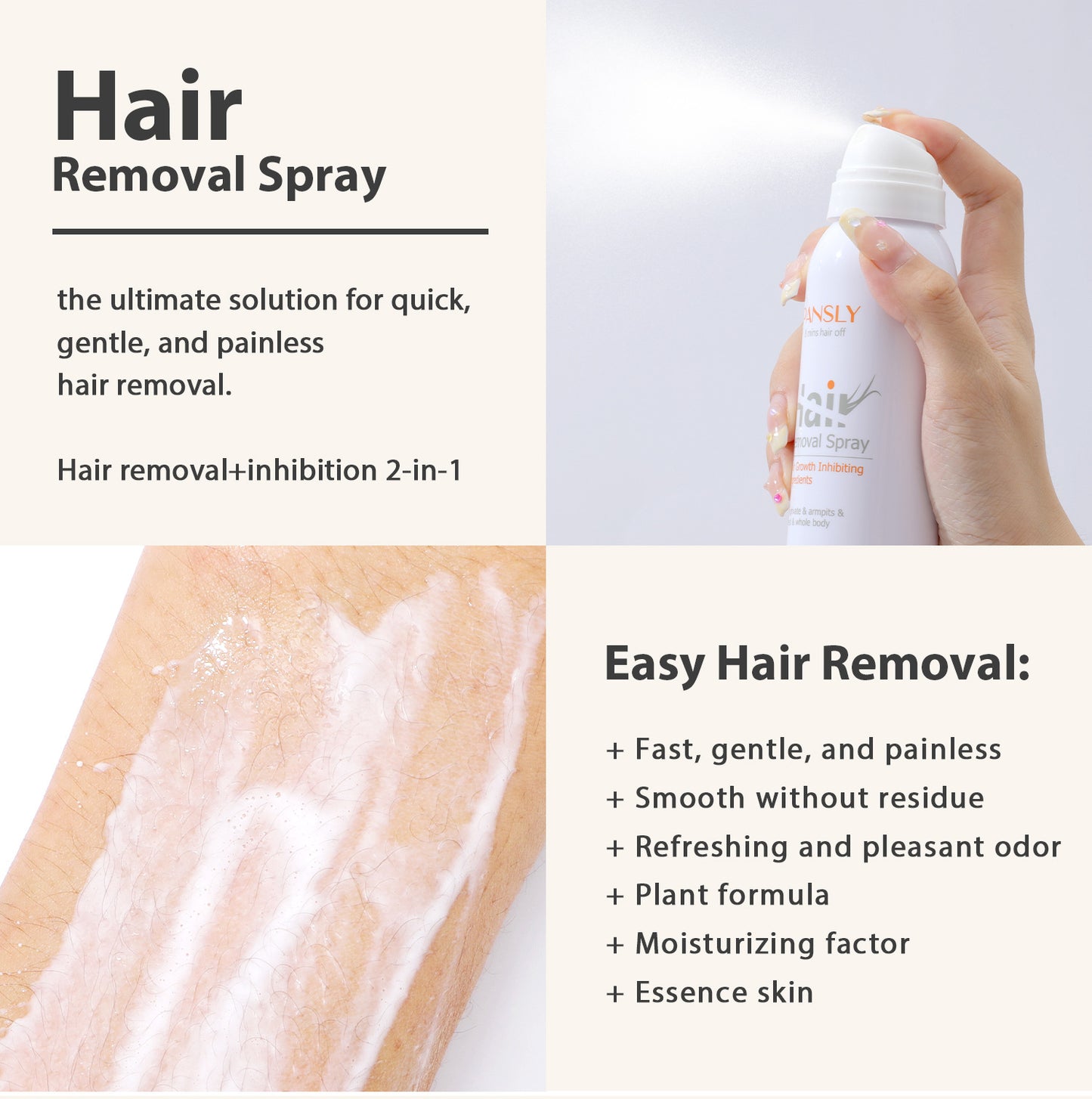 OEM Customized Whole Body Hair Removal Spray, Leg and Armpit Hair Removal Mousse Foam Spray 404