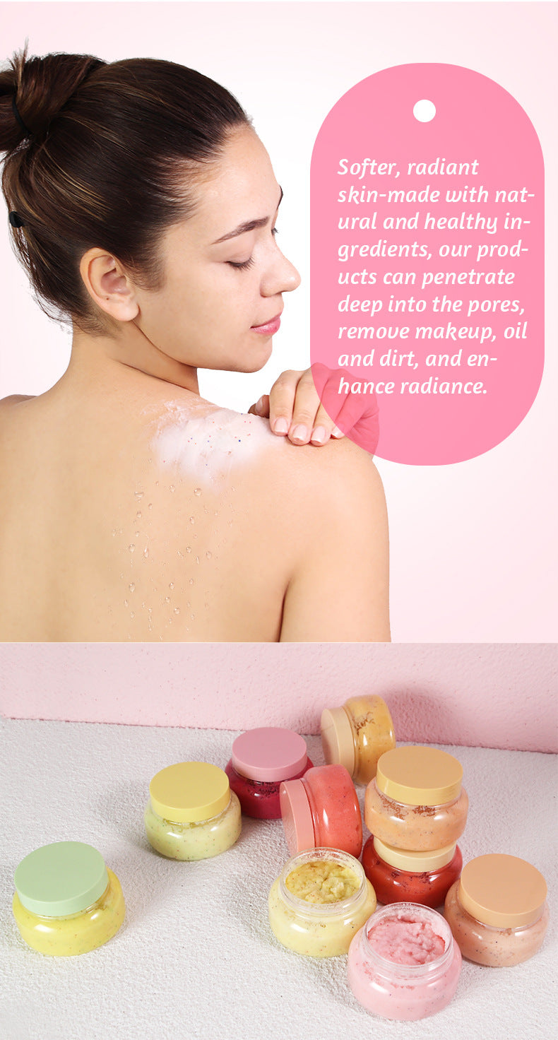 OEM Customized Pear Paradise Marshmallow Fruit Scrub, Softening Cuticles, Body Massage, Cleansing Bath Salt Scrub 128
