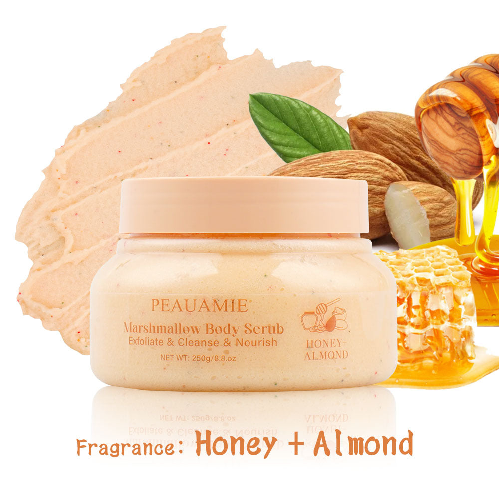 OEM Customized Honey Almond Marshmallow Fruit Scrub, Softening Cuticles, Body Massage, Cleansing Bath Salt Scrub 127