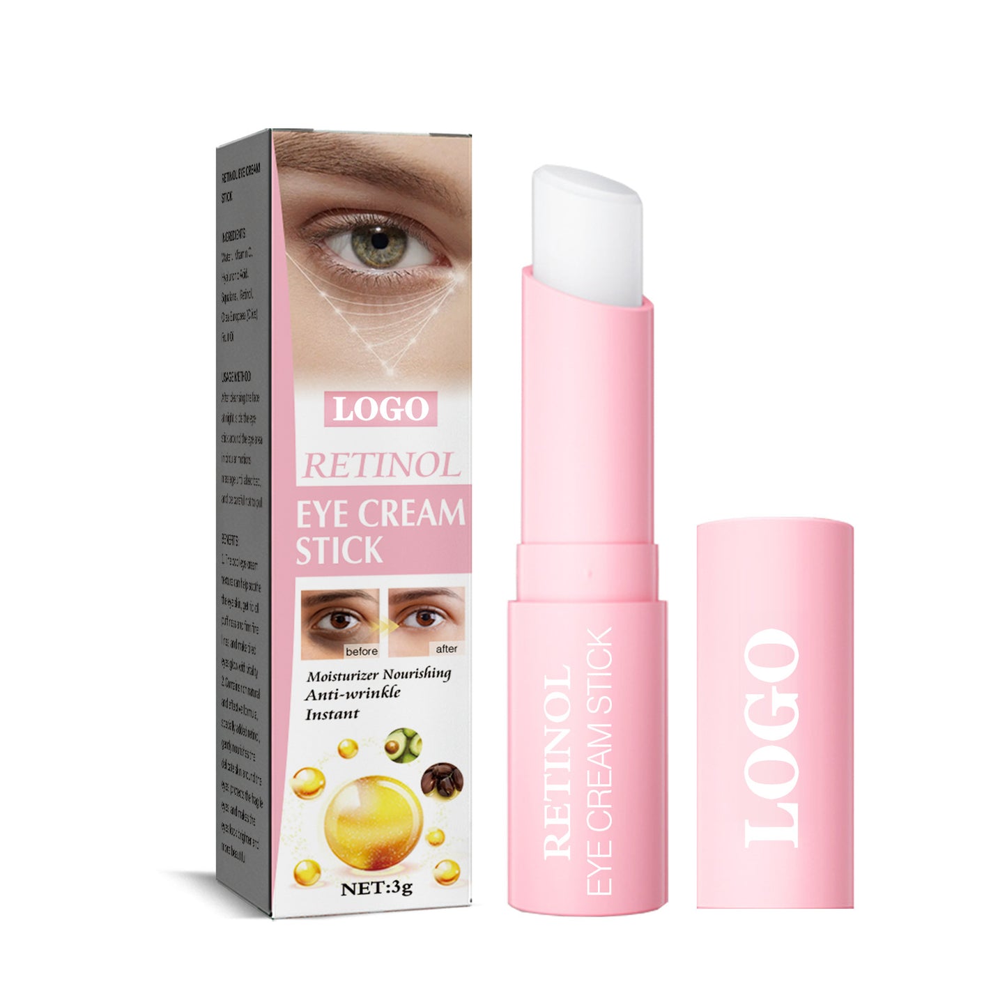 OEM Retinol Eye Cream Stick, Moisturizing and Tightening Eye Skin, Improving Fine Lines, Removing Dark Circles 406